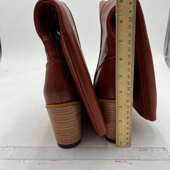 FSJ Brown Comfortable Side Zipper Wedge High Heel Point Toe Fancy Ladies Boot - Picture 5 of 8